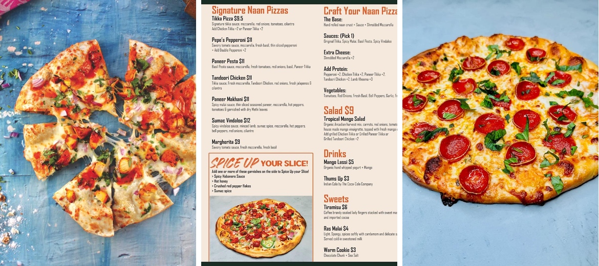 Naan Pizza Co. Menu